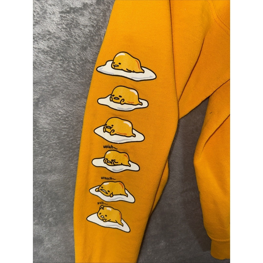 GUDETAMA Sanrio Yellow Pullover Hoodie Sweatshirt Size Large - Picture 4 of 5